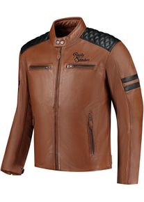 Rusty Stitches Jari V2, leren jasje , kleur: bruin/zwart , maat: L