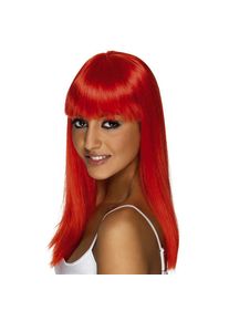 maskworld Straight Cut Perücke mit Pony neon-rot