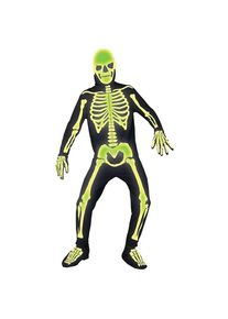 maskworld Glow in the Dark Skelett Ganzkörperkostüm | Faschingskostüm unisex | Größe: L