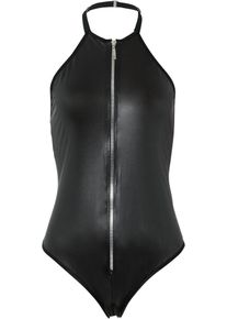 bonprix Body ze stringami ouvert z materiału z efektem wetlook, czarny, 40/42