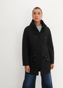 Korte katoenen parka met opstaande kraag getailleerd - zwart - maat 38 - 100% katoen - bonprix