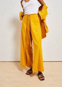 bonprix Spodnie palazzo z przewiewnej mieszanki lnu, ż&oacute;łty, 50