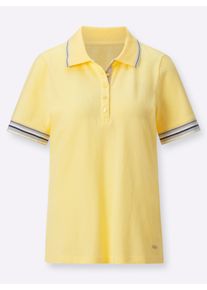 Dames Poloshirt van piqué. in citroen ,maat 36, WITT, 95% Katoen, 5% Elastan