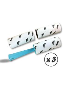 Brosse adhésive Rouleau extra-collant pour poils d'animaux cheveux peluches - Lot de 3 - Brosse adhésie