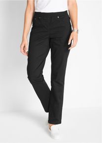 bonprix Spodnie Straight, Mid Waist, pasek w prążek czarny 38