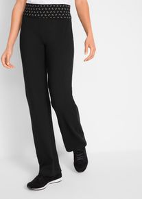 bonprix Spodnie shirtowe z wywijanym paskiem, Straight czarny 36/38