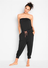 Bandeau-jumpsuit viskoosilla, musta, 36/38, bonprix