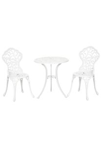 Outsunny 3 Pcs Aluminium Bistro Set Garden Furniture Dining Table Chairs Antique Outdoor Seat Patio Seater White | Aosom IE