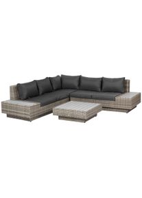 Outsunny 5-Seater Rattan Garden Furniture Outdoor Sectional Corner Sofa & Coffee Table Set Conservatory Wicker w/ Armrest Cushions | Aosom Ireland