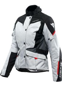 Dainese Tempest 3 D-Dry, veste textile imperméable pour femmes , couleur: Gris Clair/Noir/Gris/Rouge , taille: 50