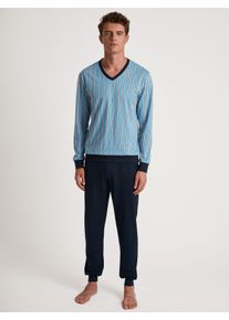 Calida Pigiama con polsini per Uomo, XXL XXL, Blu, Cotton Special