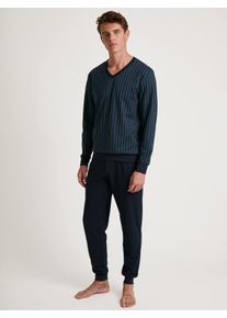 Calida Pigiama con polsini per Uomo, S S, Blu, Cotton Special
