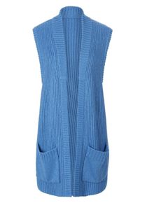 MYBC - Mouwloos vest in losjes vallend model, blauw, Maat 36, synthetische vezel