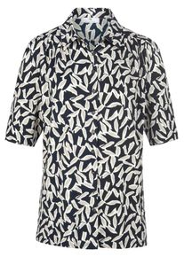 Peter Hahn - Jersey blouse met blaadjesprint, zwart, Maat 36, viscose