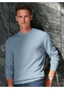 Trui ronde hals en boorden in ribsteek Peter Hahn Cashmere blauw