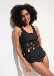 Tankini med frynser (2-delt sett), svart, størrelse 46, bonprix