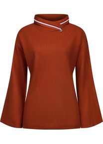 Dames Trui met opstaande kraag roestrood Maat 54