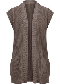 Dames Mouwloos vest met kabelpatroon voor taupe Maat 40
