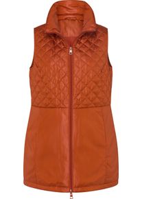 Dames Lange bodywarmer met ruitstiksels roestrood Maat 44