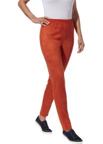 Damen Schlupfhose aus Veloursleder-Imitat rostrot Größe 56