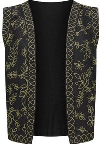 Dames Sweatvest zwart/rietgroen bedrukt Maat 50