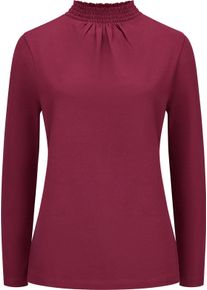 Damen Stehkragenshirt mit Raffungen im Vorderteil bordeaux Gr&ouml;&szlig;e 42