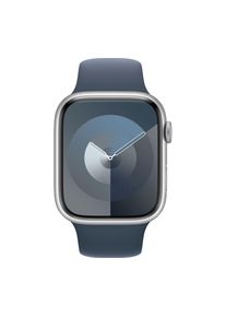 Apple Watch Series 9 - 45 mm Silver Aluminium Case with Storm Blue Sport Band, M/L, Silver
