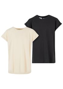 Urban Classics Tricou Fete bej, negru, Mărimea 146-152