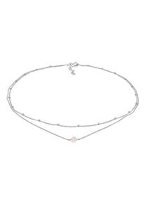 Elli - Choker Layer Look Look Palla Catena Collana a catena con quarzo rosa in argento sterling 925 placcato oro 925 Collane 1 pieces female