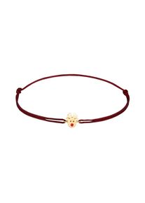 Elli - Ciondolo di renna di Natale con nylon rosso in argento sterling 925 placcato oro Bracciali e Braccialetti 1 pieces female