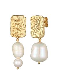 Elli Premium - Collana barocca con le perle coltivate d'acqua dolce in argento sterlino 925 placcato oro Orecchini 1 pieces female
