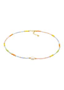 Elli - Girocollo Perle di Vetro con perle coltivata d'acqua dolce in Argento Sterling 925 Placcato Oro Collane 1 pieces female