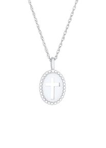 Elli - Pendente ovale con simbolo croce cut-out vintage in Argento Sterling 925 Collane 1 pieces female