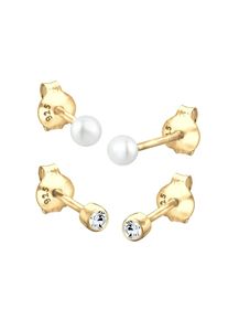 Elli - orecchini a perno Set di Base con perle coltivata d'acqua dolce e Cristalli in Argento Sterling 925 Parure gioiElli 1 pieces female