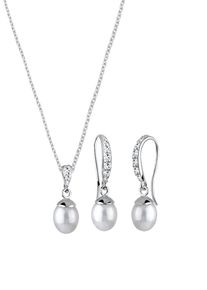 Elli - Elegante ciondolo pendenti set Perla d'acqua dolce e cristalli in Argento Sterling 925 Parure gioiElli 1 pieces female