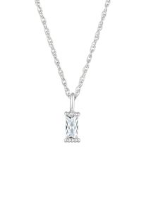 Elli - Pendente solitario rettangolare in Argento Sterling 925 con zircone catena a maglie intrecciate Collane 1 pieces female