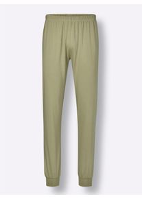 Heren Pyjama in zand/rietgroen bedrukt ,maat 44/46, Witt, 100% Katoen