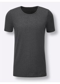 Heren Shirt in antraciet gemêleerd ,maat 5, Witt, 95% Katoen, 5% Elastan