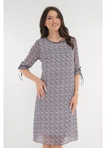 Rochie lejera din voal bleumarin cu imprimeu floral alb