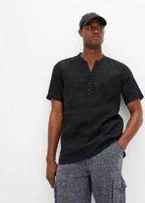 bonprix Bluză cu mâneci scurte din in negru 43/44 (XL)