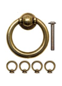 Ccykxa - Lot de 4 poignées de tiroir antiques - Œillets en fer - Design laiton bronze - Pour portes d'armoires, coffres, vintage, maison de campagne