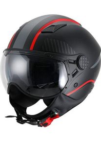 Vito Lavori Deco, casco aperto , colore: Opaco Nero/Grigio/Rosso , dimensione: M