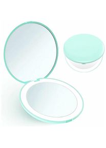 Choyclit - hd pliant avec lumière compacte ronde led miroir cosmétique modèle de batterie double face 10X miroir de poche grossissant,Couleur: 10x