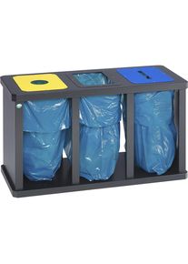 Var Verzamelstation voor kringloopmateriaal Tetris, 3 x 58 l met klemring, antiek zilverkleurig