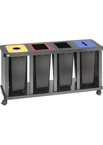 Var Verzamelstation voor kringloopmateriaal Tetris, 4 x 58 l met binnenemmer, antiek zilverkleurig