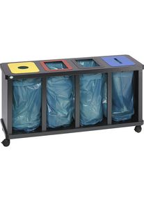 Var Verzamelstation voor kringloopmateriaal Tetris, 4 x 58 l met klemring, antiek zilverkleurig