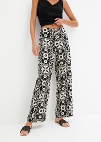 Gedessineerde viscose broek met steekzakken opzij - zwart - maat 48 - viscose - bonprix