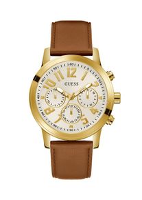 Guess Heren Analoog horloge 'PARKER' ecru / cognac / goud One Size