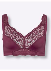 Dames Beha zonder beugel met kant op de bovencup in bordeaux ,maat 100C, WITT, 82% Polyamide, 18% Elastan