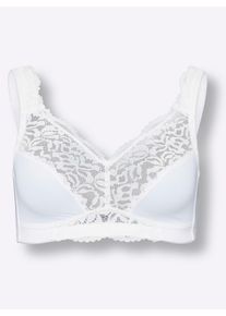 Dames Beha zonder beugel met kant op de bovencup in wit ,maat 100E, WITT, 82% Polyamide, 18% Elastan